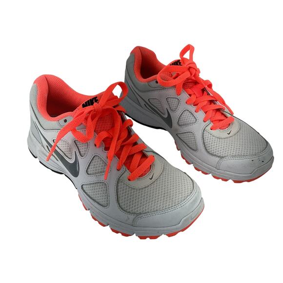 Nike Revolution 2 Women's Athletic Running Shoes Size 7.5 Silver/Orange Preowned - Picture 1 of 8